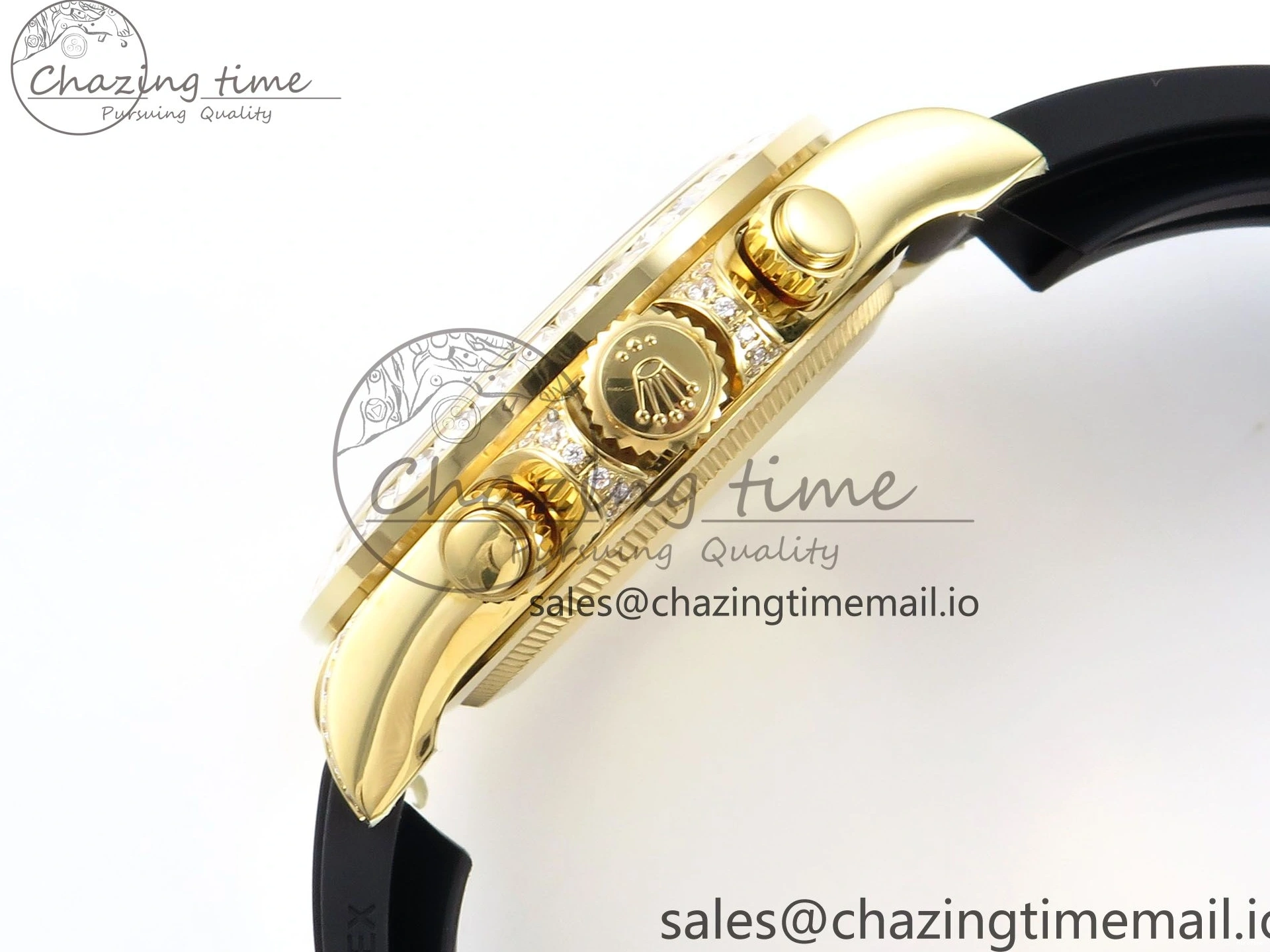 MiroTime 0203 Daytona 126538TBR EWEF 1:1 Best Edition 904L Steel YG Crystal Dial Diamonds Bezel on Black Rubber Strap SH OdorResistant 463